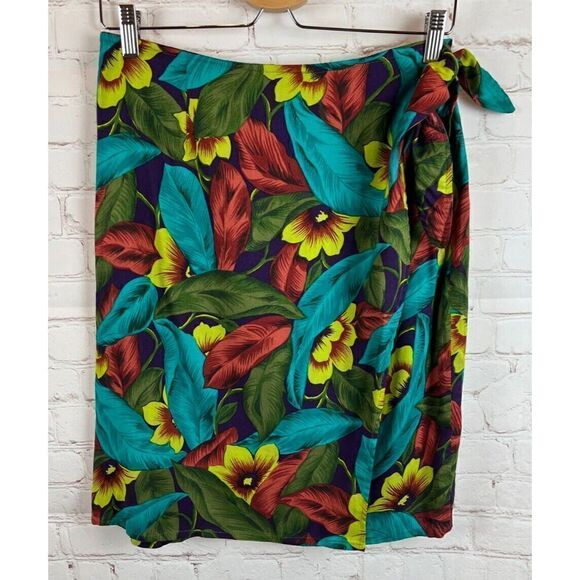 ANN TAYLOR wrap rayon unlined multicolor skirt size 12 - Picture 1 of 6